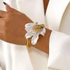 Fashion White Metal Flower Wrist Bangle for Women Exaggerated Tulip Gold Color Metal Open Bangle Girl Party Jewelry Accessory