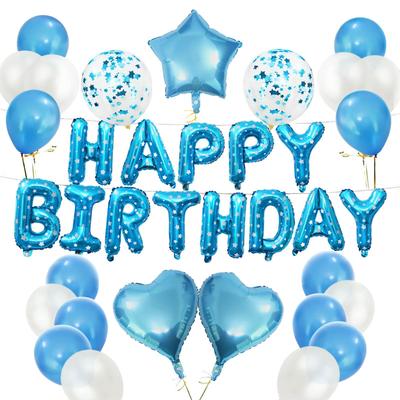 Partyda Blue Balloon Birthday Balloon Aluminum HAPPY BIRTHDAY Letter Decorations with Birthday Party Birthday Decorations for and Blue Kit,