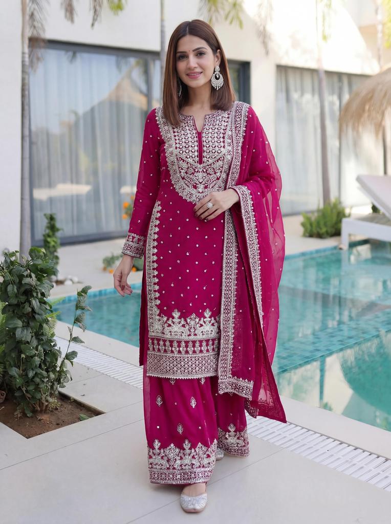 Women Designer Faux Georgette Sharara Salwar Suit Indian Bollywood Party Wear Salwar Kameez