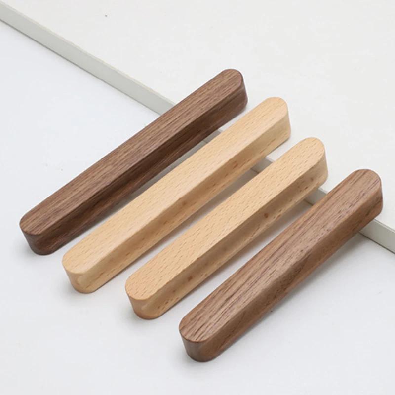 Solid Wood Cabinet Door Handle Retro Solid Wood Children's Room Style Cabinet Shoe Cabinet Drawer Single Hole Wooden Handle