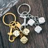 Créativité Dés Dorés Porte-clés Pendentif Portable Charme Porte-bonheur Pendentifs Hommes Femmes Sac à dos Bijoux Accessoires