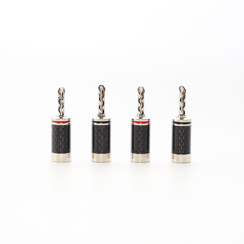 [Kawaki] High-End Carbon Fiber Banana Plugs, 8-Pack, Solderless (Screw Type), Speaker Terminal Connectors, 24K Gold Plated [P282]