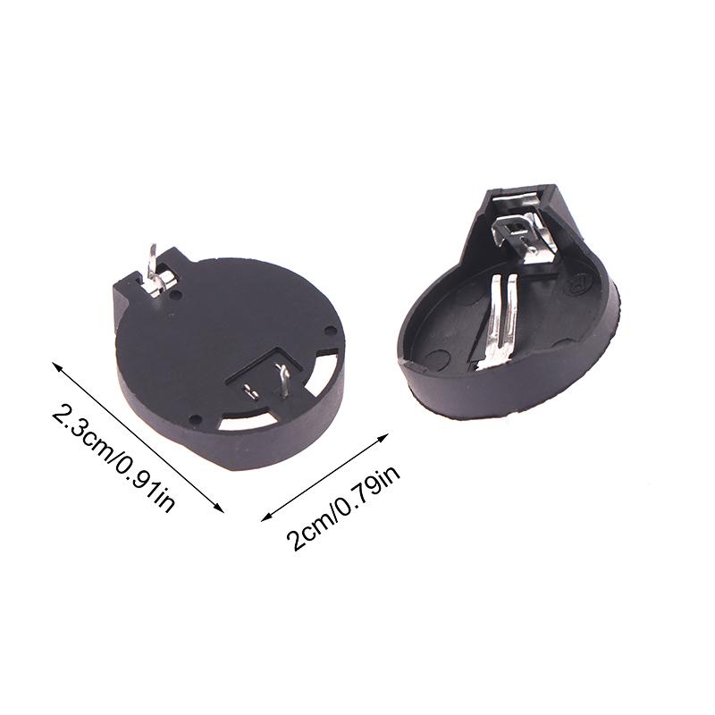 20Pcs Cr2032 Battery Holder Coin Cell Holder Box Case Socket Cr2032 With 2 Pins 3V Black Mounting Lead Need Solder