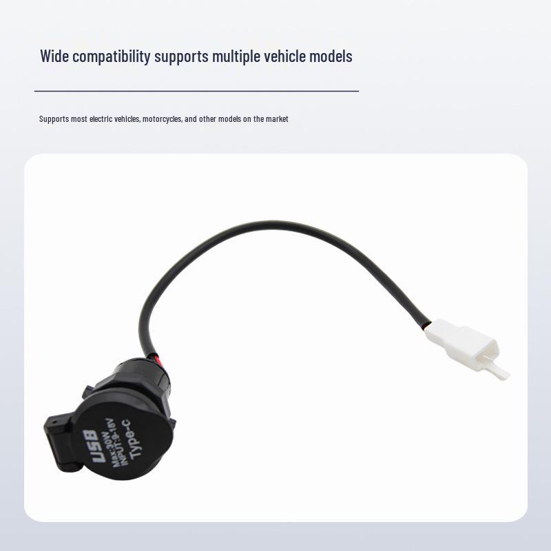 Electric Vehicle USB Charging Plug with Flip-Cover, 12V Round Socket Charger