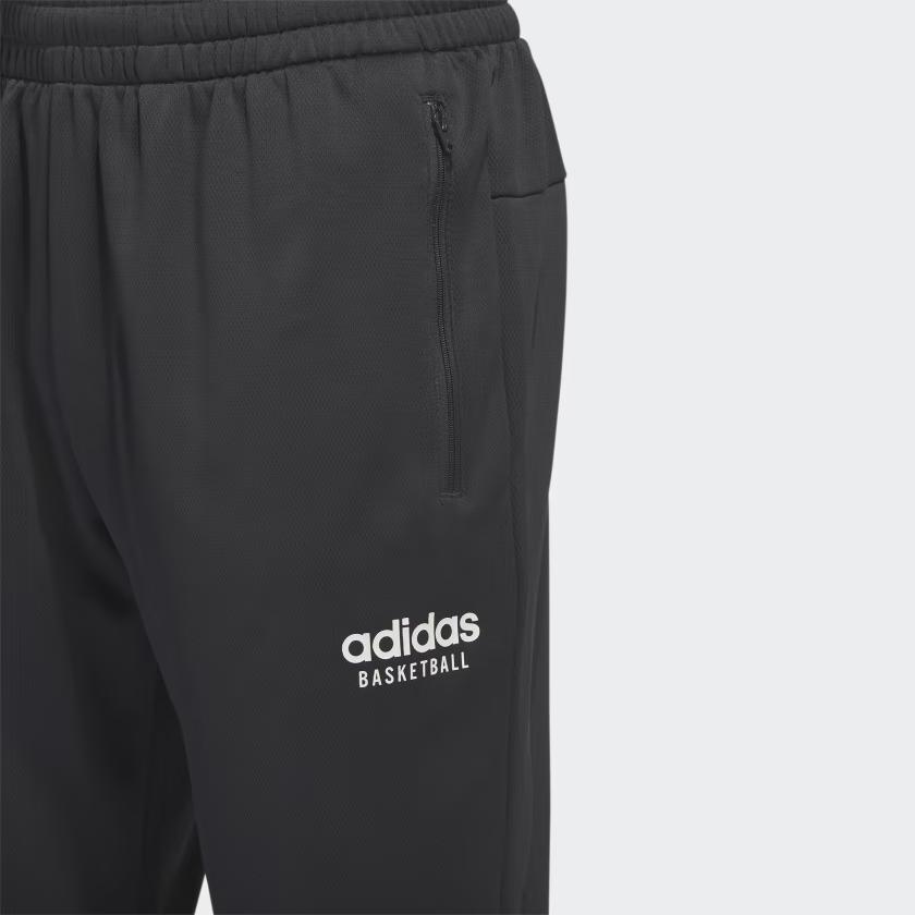 Adidas Basketball Select Pants With Letter Logo Print And Elastic Waist Men Sports Pants Carbon-Black IL2182