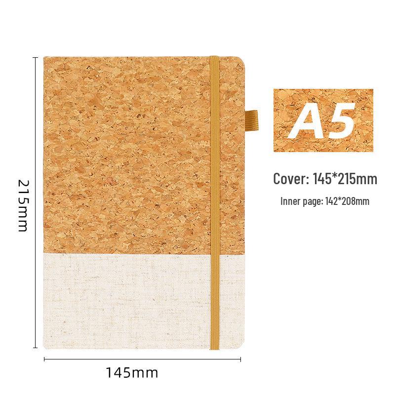 Eco-friendly Patchwork Cork and Wheat Straw Notebook Set with Custom Logo Options грязно-белый