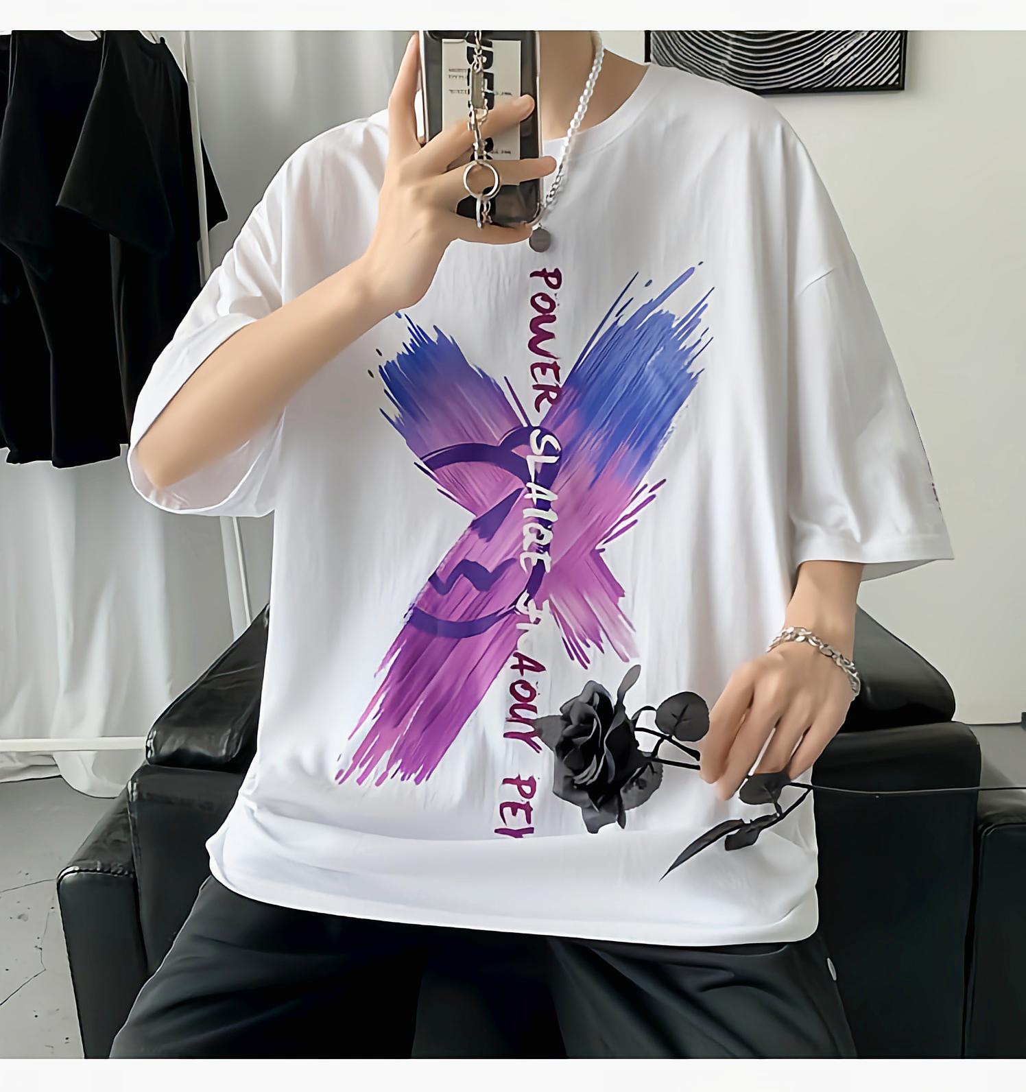 

Y2K Oversized T Shirt Trend Creative Print Casual Short-Sleeved T-Shirt Fashion Woman Blouses 2022 Casual Tops Female Clothes XL білий