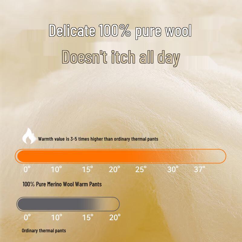 Mao Ren Men's 100% Pure Wool Thermal Base Layer Pants