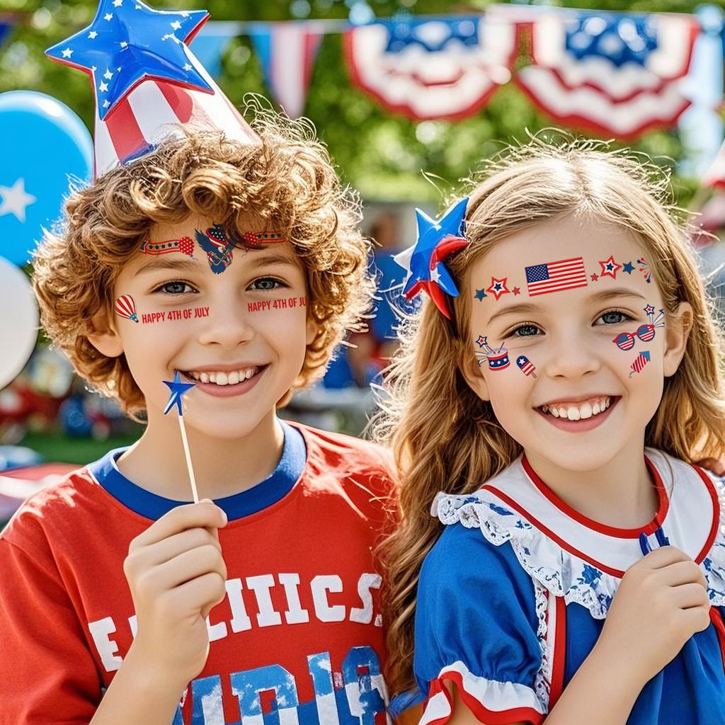 Independence Day Makeup Face Sticker Usa Independence Day Theme Painted Waterproof Sweat Tattoo Sticker