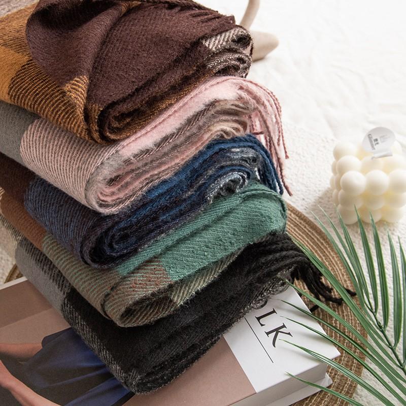 Winter Plaid Scarf Women Men - Soft Faux Cashmere Wrap Shawl With Tassels Long 65x200cm Warm Fashion Accessory