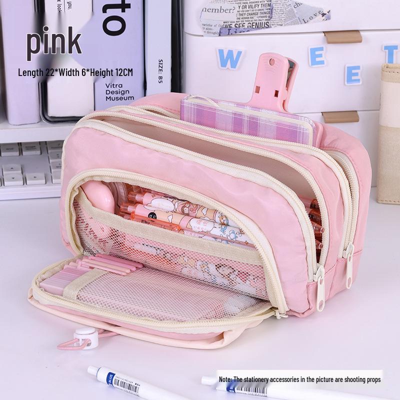 Five-Layer High-Capacity Pencil Case for Girls - Stylish, Retractable, Ideal for Primary and Middle School Students.