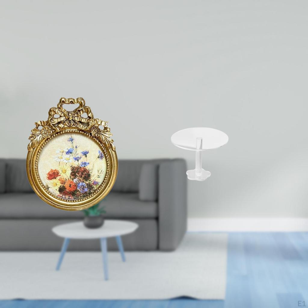 Antique European Ornate Round Photo Frame And Miniature Dollhouse Side Table for Wedding Gift
