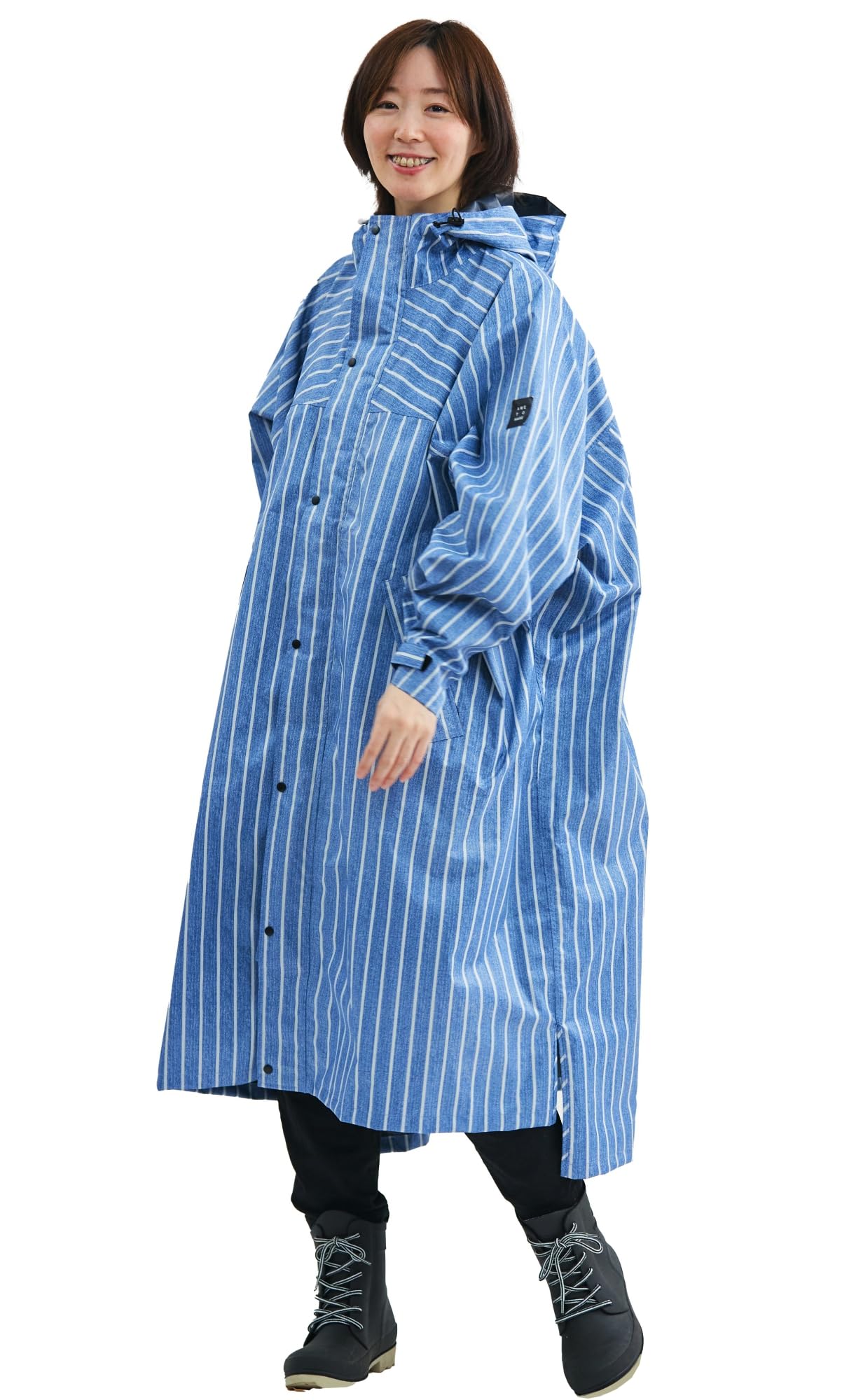

Rain Backpack Cycling Hi Poncho and [Ametohare] Poncho, Compatible, Raincoat, AH-100 DX, Women s Men s (Denim Stripe, L)