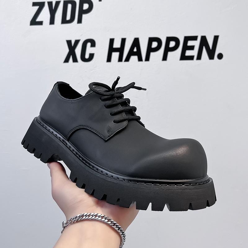 New autumn big head derby shoes men's low-top Martin shoes thick sole heightening tooling casual leather shoes men's 1035-T