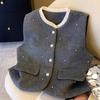 Women S Small Fragrance Style Sleeveless Vest Jacket With Diamond Detail