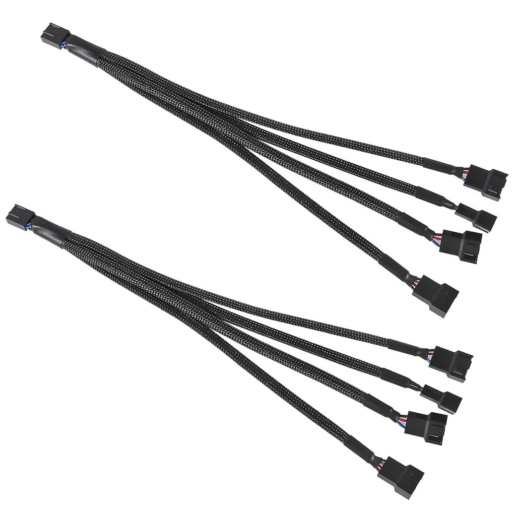 UMLIFE 2 Pack Computer PC PWM Fan Splitter Cable 1 to 4 (4 Pin+3 Pin)