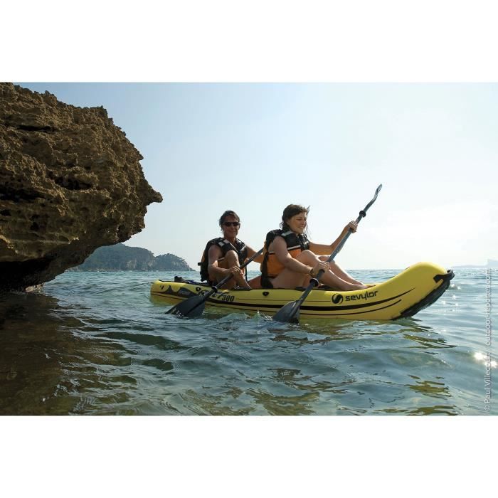 Inflatable Sit On Top Kayak Explorer Reef 300 - Sevylor - 2 People - Yellow and Black - Capacity 150 Kg