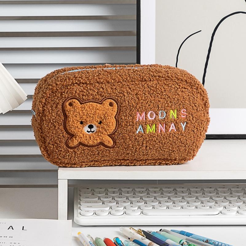 

Милый мультяшный плюшевый кролик медведь пенал многофункциональный креативный большой вместимости плюшевая сумка для ручек принадлежности канцелярская сумка для хранения