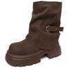 Fashion niche simple pleated trousers Martin boots children 2025 autumn and winter new thick-soled Maillard short boots