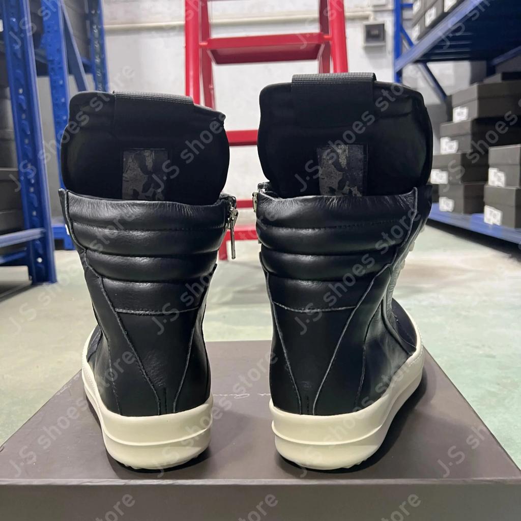 R-o Klassische Sneaker Schwarzes Leder High Top Schuh Herren Sneaker Reißverschluss Rindsleder Damen Freizeitschuhe Schnürstiefel Geobasket Stiefelette