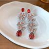 European and American geometric color flower zircon fringed earrings, stud earrings, exquisite luxury earrings, women