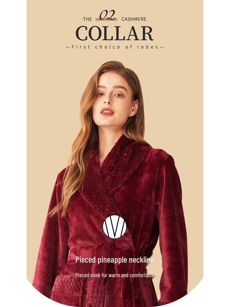 Patchwork Plus Size Losse Flanellen Koraalvlies Badjas voor Mannen & Vrouwen - Herfst Winter