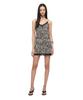 TOOMUCHTAX Animal Hotfix Mini Slip Dress Beige