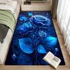 Blue Rose & Butterfly Non-Slip Area Rug - Soft Washable Mat for Living Room Hallway Bathroom Decor, Floral Floor Cushion