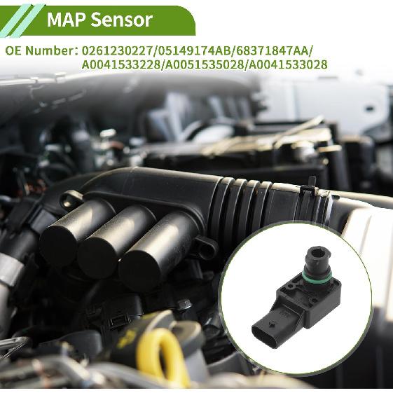 Manifold Absolute Pressure MAP Sensor for JEEP Wrangler 3.6L 2014-2016 No.0261230227/05149174AB/68371847AA/A0041533228/A0051535028/A0041533028 1 Pc