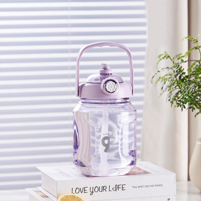 New Submarine Tons Barrel Tongqu Students Plastic Cups Straw Cups 1200ml Large-capacity Outdoor Portable Kettle.