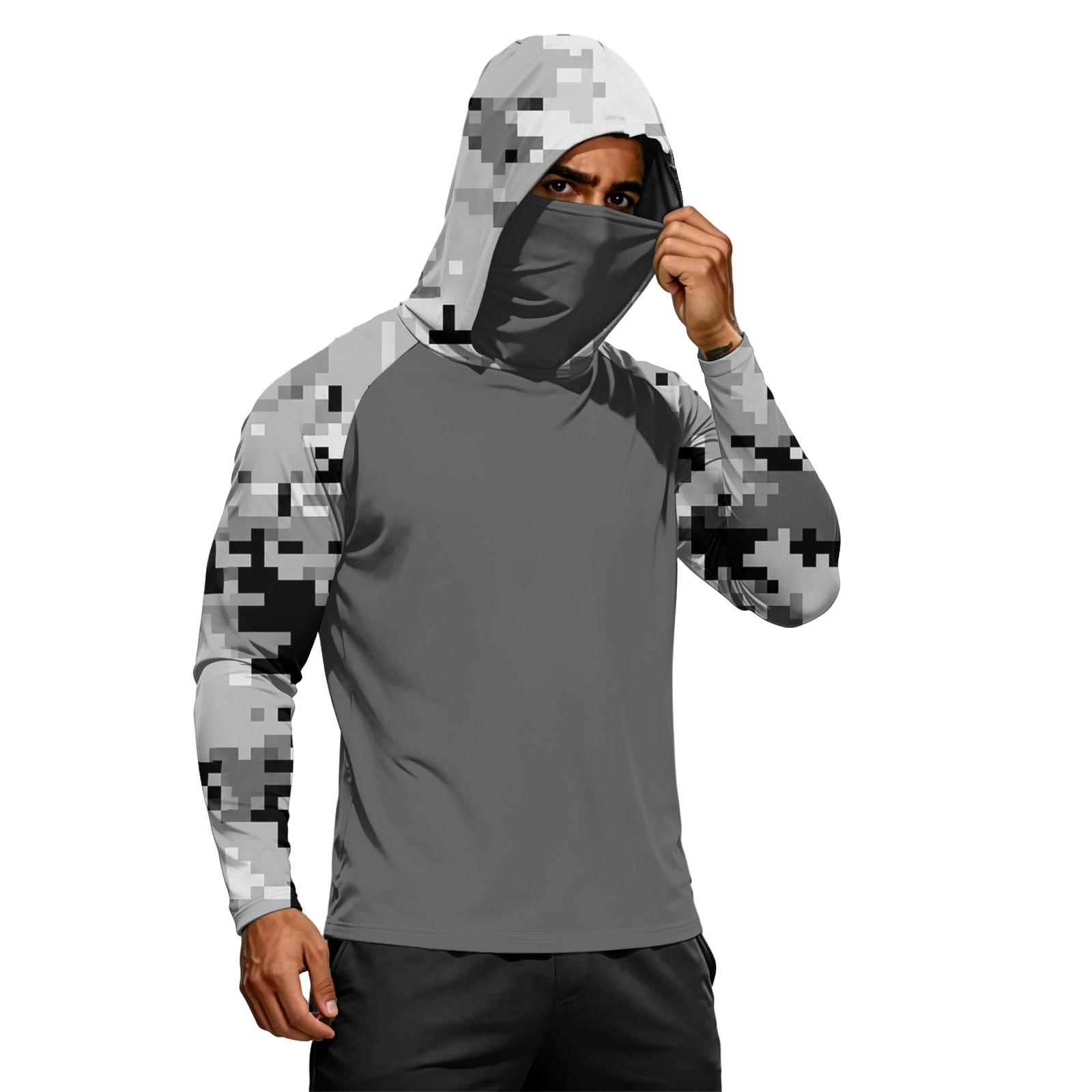 

Men s Athletic Hoodies Sun Fishing Hoodie Mens Sun Fishing Hoodie with Face Long Sleeve Fishing Shirts for Men XL білий