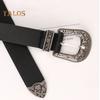 Women Retro Belt Solid Color Faux Leather Waistband Adjustable Length Multi Holes Design Jeans Belt Costume Accessories