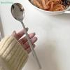 Ensemble Cuillère et Fourchette en Acier Inoxydable Vaisselle Style Coréen Cuillères à Long Manche pour Adultes Repas et Soupe, Cuillères à Soupe Ménagères