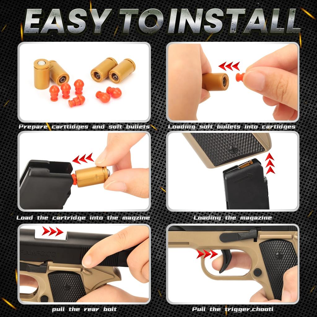 WUniversal Fit Soft Toy Gun Refill Kit, Reusable Soft Shells & Bullets Durable Safe For Action-Packed Shooting Strike