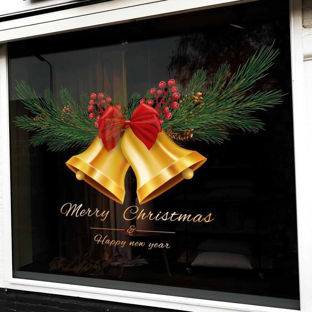 Christmas Decorations Static Glass Doors Shop Windows Bells Window Decorations Stickers