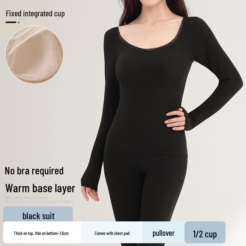 Sentimental Cat Women's Warm Vest with Chest Pads, Cashmere Silk, Enhances Bust, Autumn/Winter Slim Fit Innerwear