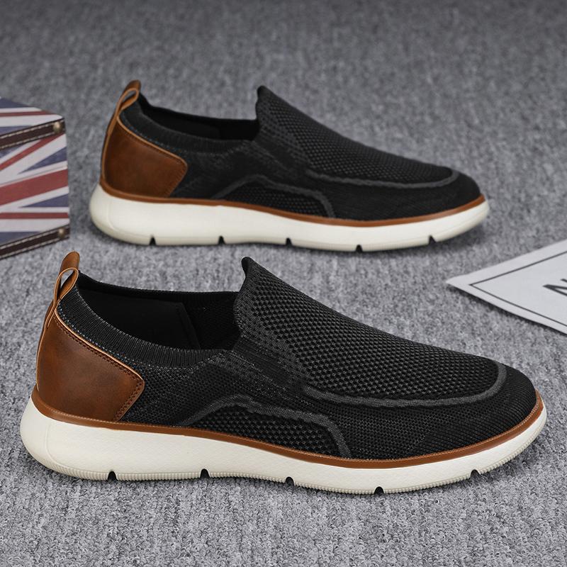 

Мужские повседневные туфли-оксфорды без застежек, деловые, прогулочные, рабочие кроссовки, модная сетка, легкая, мягкая подошва 39 чёрный