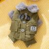 Plush collar corduroy dog clothes winter warm medium and small dog four-legged cotton-padded clothes pet four-legged clothes