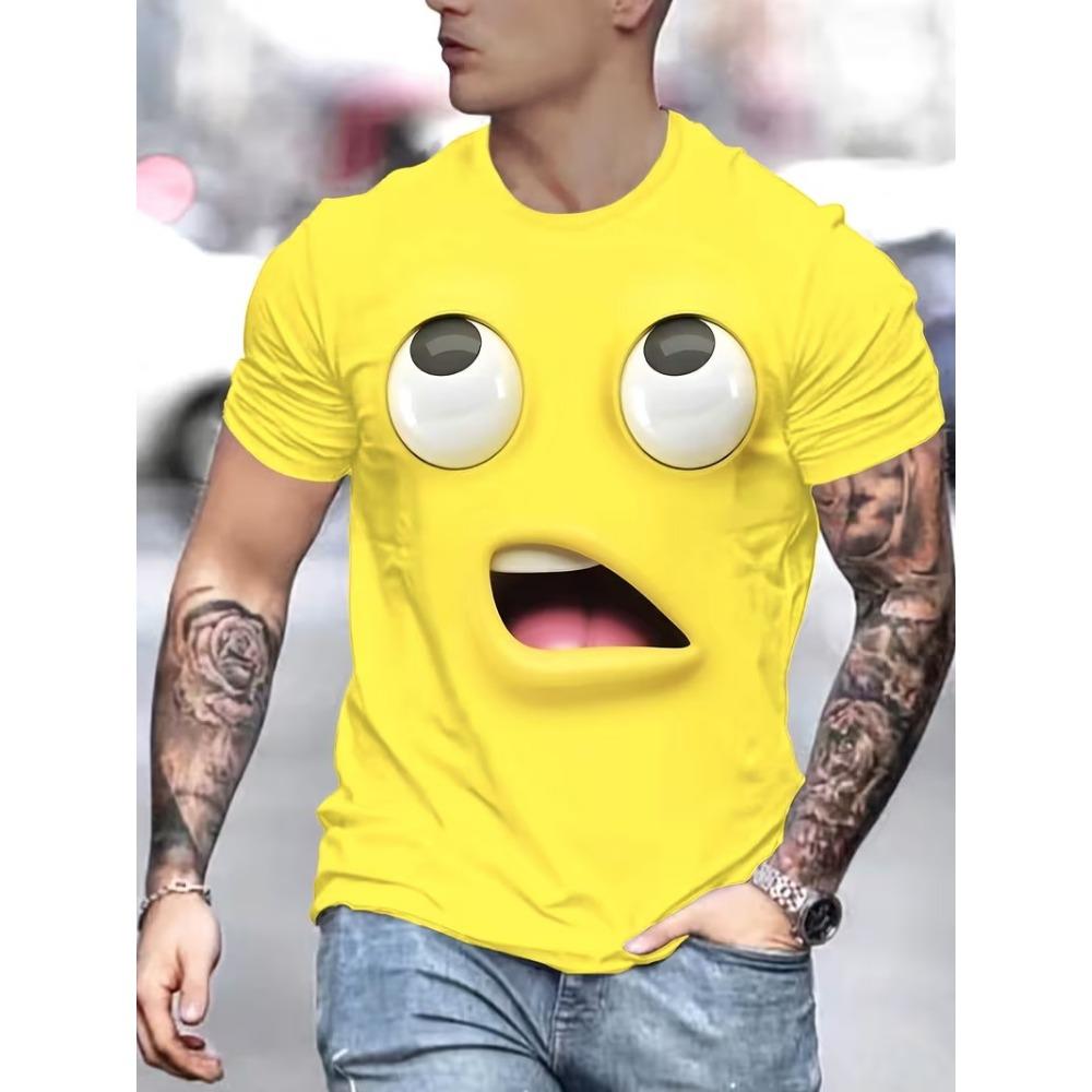 Men's Funny Mouth Cartoon Graphic T Shirt Summer Short Sleeve O-Neck 3D Print Casual Hip Hop Tees Shirt Tops Streetwear