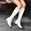 Women's Square Head High Tube Boots  Autumn Winter New Fashion White Simple And Versatile Square Root Side Zipper Boots