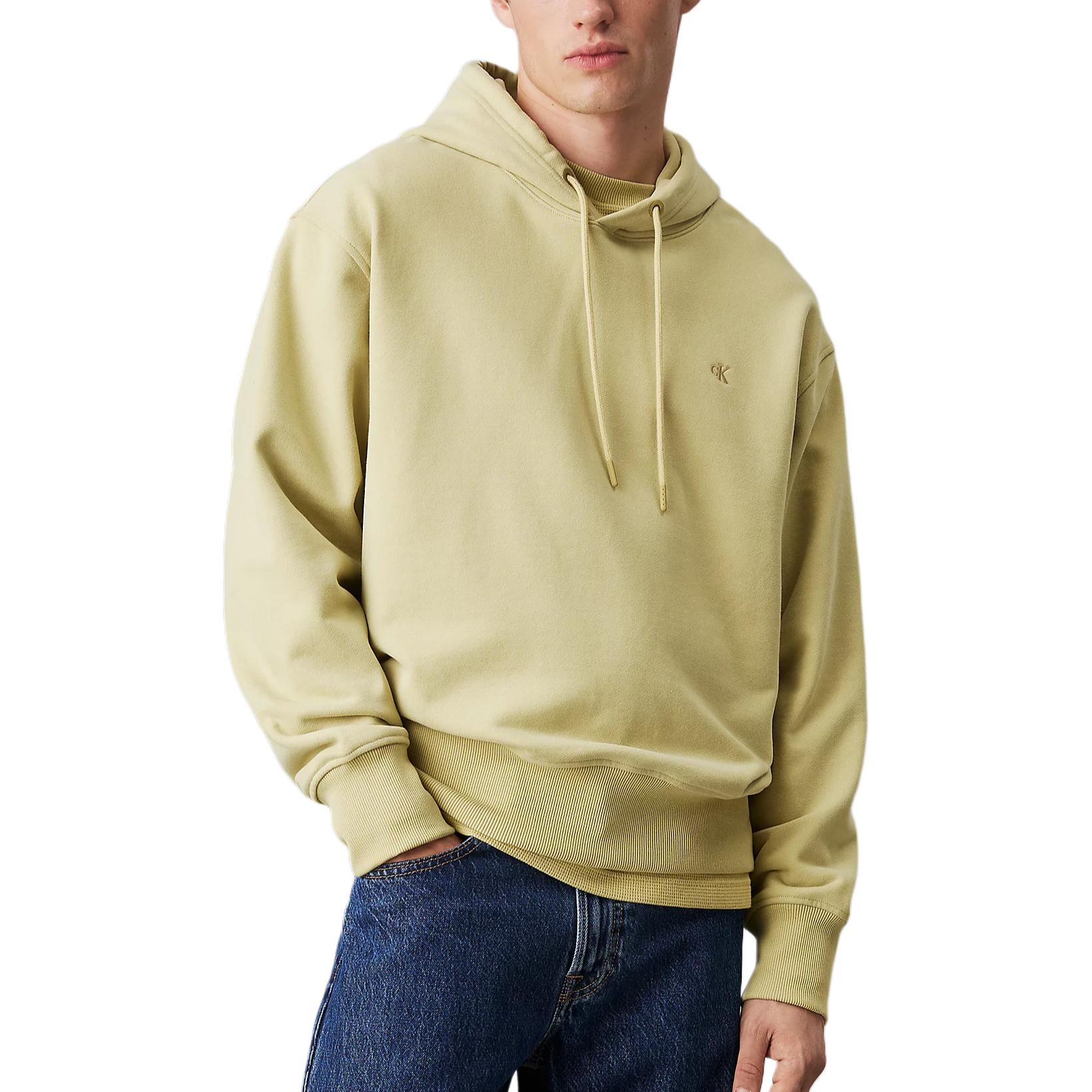 

Calvin Klein Letter Embroidery Comfortable Hooded Drop Shoulder Long Sleeve Sweatshirt Men Sweatshirt Yellow J30J326748-LHE M