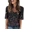 Women's V Neck T Shirts Half Sleeve Tops Printed Casual Summer Tees T Shirt Blouse