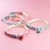 Cat Collar Adjustable Printed Pet Collar with Bell Strawberry and Green Leaf Leash D Ring for Kittens & Puppies Pet Accessories