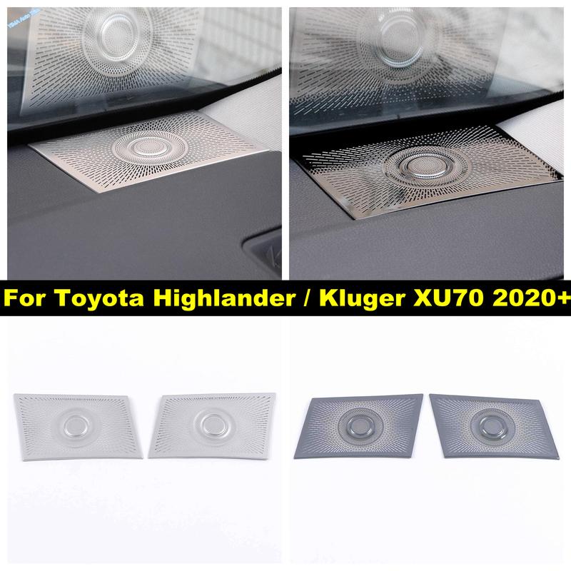 Stainless Steel Sticker Dashboard Stereo Audio Speaker Sound Cover Decoration Frame Trim For Toyota Highlander XU70 - 2025