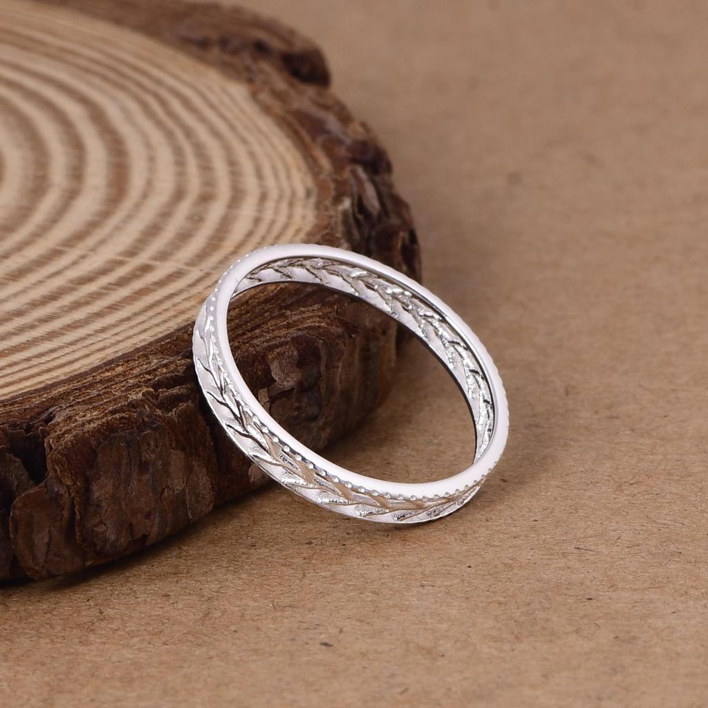 Leaf Pattern Ring, 925 Sterling Silver Band Ring, Nature Inspired Ring, Minimalist Stackable Ring, Vine Band Ring, Dainty Silver Ring, Gift for Her
