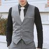 Vest Men Formal Business Waistcoat Sleeveless Slim Fit Single-breasted V Neck Silky Anti-wrinkle Pockets Groom Wedding Coat