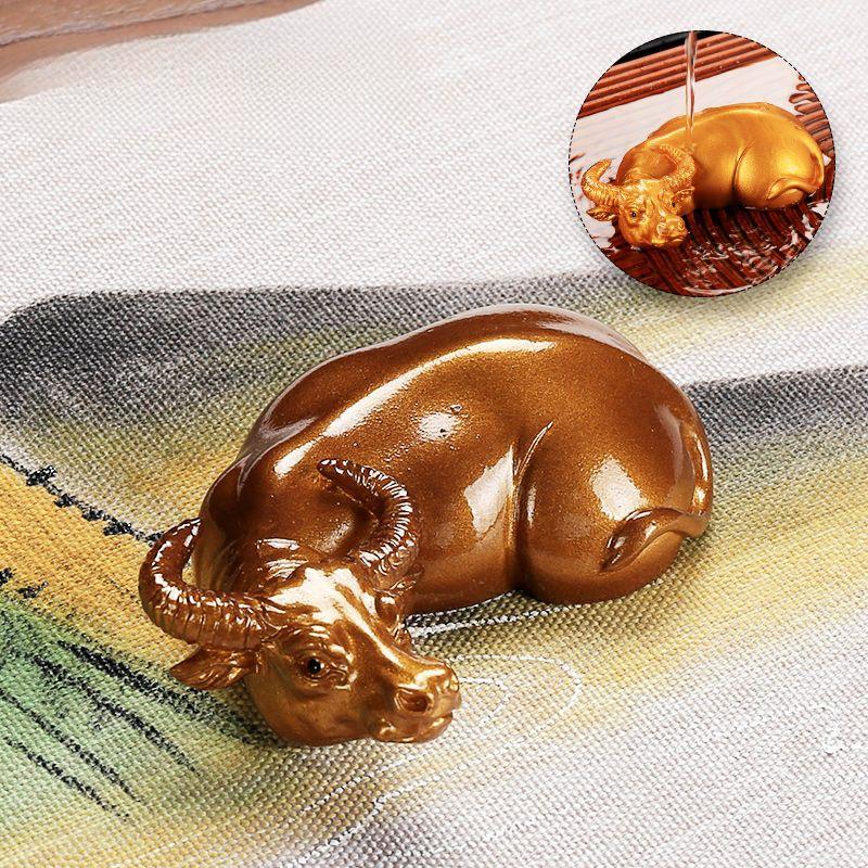 Resin Color Changing Tea Pets Animal Cow Accessories Home Office Tea Pet Decoration Toy Tea Set Accessories Teaware