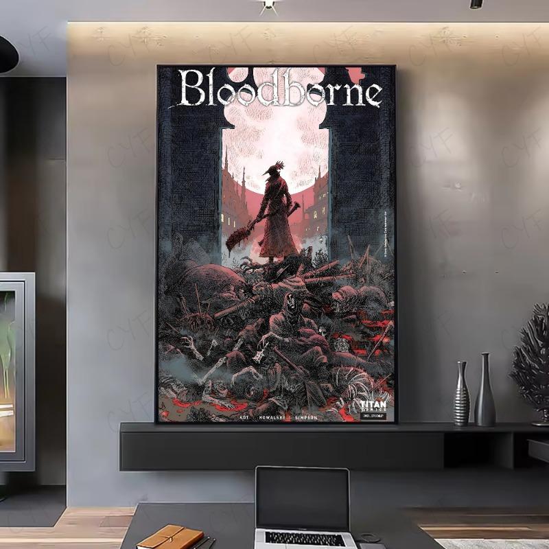 Dark Hunter B-Bloodborne Game Poster HD Art Sticky Wall Waterproof Home Living Room Bedroom Bar Aesthetic Decoration