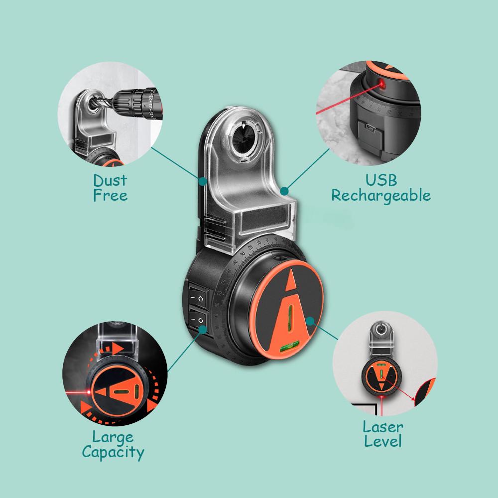 2 in 1 Laser Wasserwaage Abnehmbarer Elektrischer Wandstaubsauger Bohrmaschine Staubabsaugung Bohrstaubreinigung Elektrowerkzeug