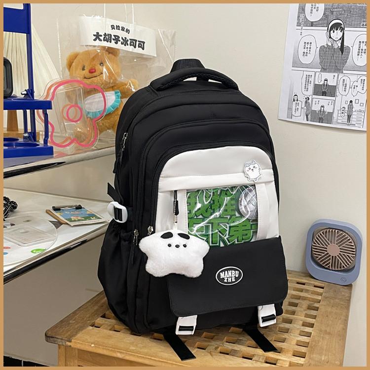 Backpack Solid Color Student Large Capacity Schoolbag Outdoor Leisure Travel Bag